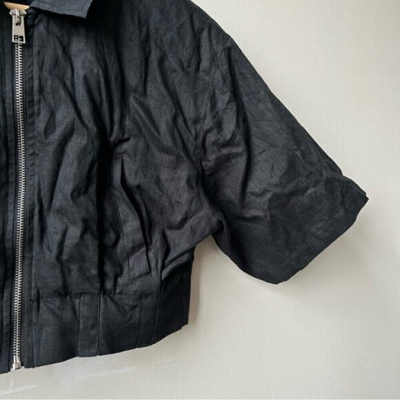 LAMARQUE Black Zip Linen Collared Crop Top Size S - Picture 6 of 7